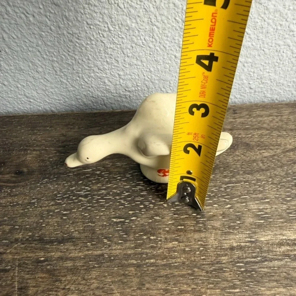 Vintage Ceramic Goose Figurine Cream Glazed Cottage Farmhouse Bird Decor 4.5